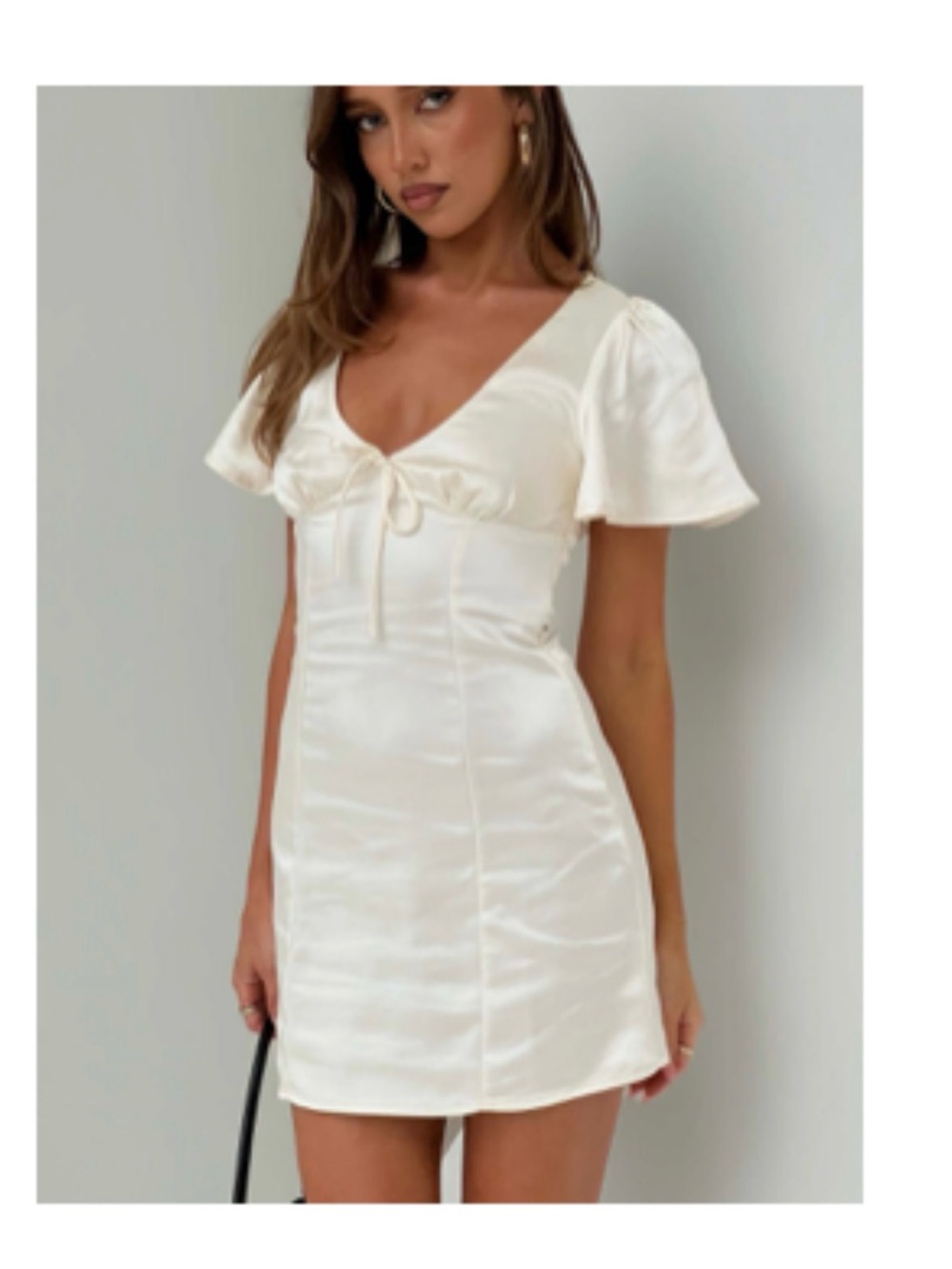 Princess Polly Ivory Satin Tie-Front Mini Slip
